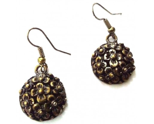 TINY Antique Gold Earring Jhumki Contemporary Jewelry Hook Drop Dangle EA219